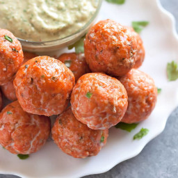 Baked Salmon Meatballs with Spicy Avocado Crema