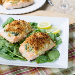 Baked Salmon Stuffed with Mascarpone Spinach