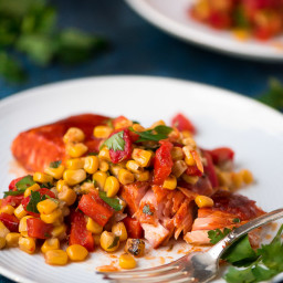 Baked Salmon with Corn and Red Pepper Relish