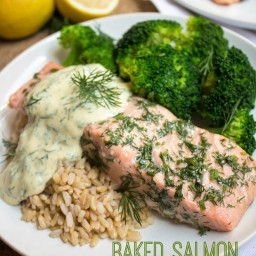 Baked Salmon with Mustard Dill Sauce