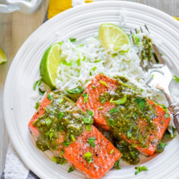 Baked Salmon with Salsa Verde