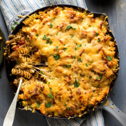 Baked Skillet Pasta With Cheddar and Spiced Onions