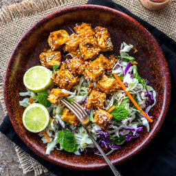 Baked spicy peanut butter tofu