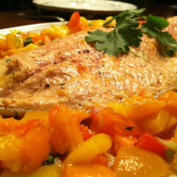 Baked Steelhead Trout/Salmon with Apricot Salsa