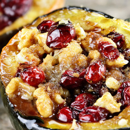 Baked Stuffed Acorn Squash With Cranberry Stuffing