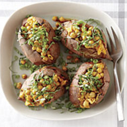Baked Sweet Potatoes with Coconut Curry Chickpeas
