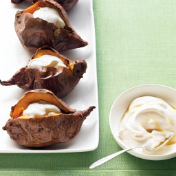 Baked Sweet Potatoes with Maple Sour Cream
