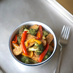 Baked Teriyaki Tempeh with Bell Peppers & Broccoli