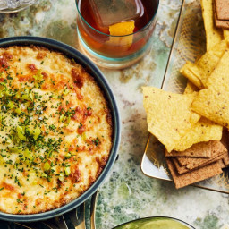 Baked Three-Cheese Onion Dip with Chive and Peperoncini