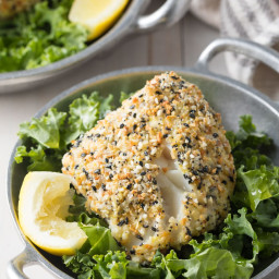 Baked White Fish with Everything Bagel Crust