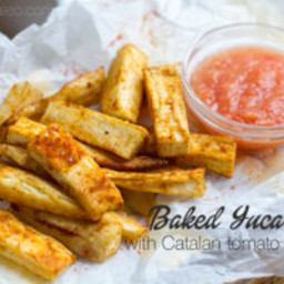 Baked Yuca Fries with Catalan Tomato Sauce