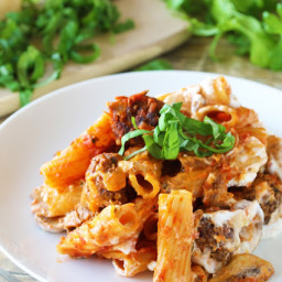 Baked Ziti with Mushrooms and Meatballs