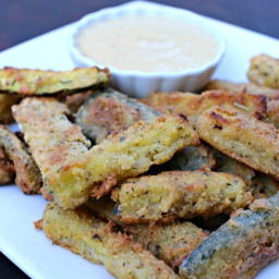 Baked Zucchini Fries with Bloomin' Onion Dipping Sauce (Grain Free)