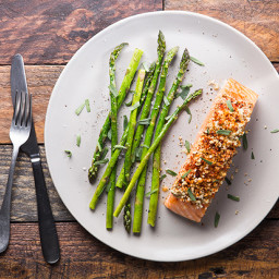 Baked Mustard-Crusted Salmon with Asparagus and Tarragon