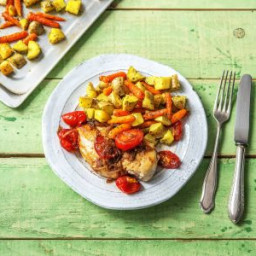 Balsamic Chicken Rustico with Provencal Roasted Roots Veggies