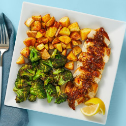 Balsamic Fig Chicken with Roasted Potatoes & Lemony Broccoli