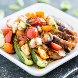 Balsamic Grilled Chicken topped with Caprese Salad