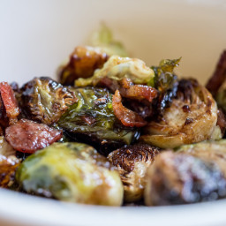 Balsamic Roasted Brussel Sprouts and Bacon