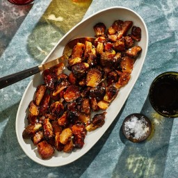 Balsamic Roasted Brussels Sprouts With Bacon And Shallots