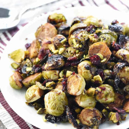 Balsamic Roasted Brussels Sprouts with Pistachios & Cranberries • 