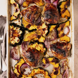 Balsamic Roasted Chicken Thighs with Acorn Squash and Sage