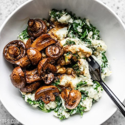 Balsamic Roasted Mushrooms with Herby Kale Mashed Potatoes