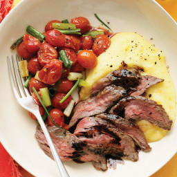 Balsamic Skirt Steak with Polenta and Roasted Tomatoes