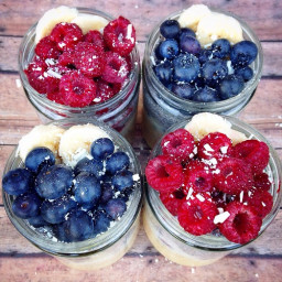 Banana and Berries Overnight Oats in a Jar