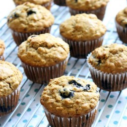 Banana Blueberry Muffins (made with whole wheat flour and honey)