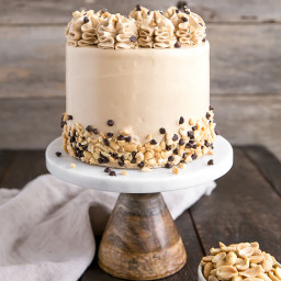 Banana Chocolate Chip Cake with Peanut Butter Frosting