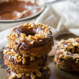 Banana Doughnuts with Chocolate Peanut Butter Frosting