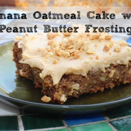 Banana Oatmeal Sheet Cake with Peanut Butter Frosting