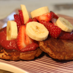 Banana Paleo Pancakes with Strawberry Syrup