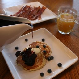 Banana Pancakes with Blueberry Maple Syrup