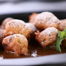 Bananas Foster Beignets with Cafe Brulot Creme Anglaise