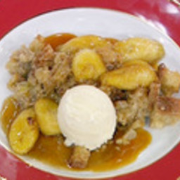 Bananas Foster Bread Pudding with Vanilla Ice Cream & Fresh Caramel Sauce