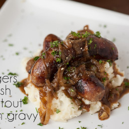 Bangers and Mash with Stout Onion Gravy