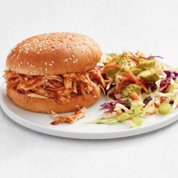 Barbecue Chicken Sandwiches with Pickled Okra Slaw