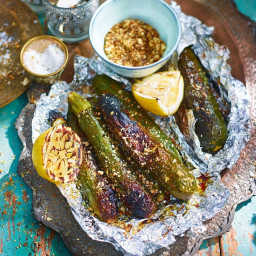 Barbecue courgettes with lemon and dukkah