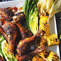 Barbecue spiced chicken with charred corn