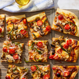 Barbecue Vegetable Flatbread with Swiss Cheese