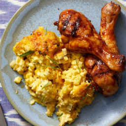 Barbecued Chicken with Roasted Corn Pudding