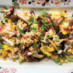 Barbecued Pork Fried Rice with Mushrooms and Extra Ginger
