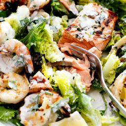 Barbecued Seafood Salad with Garlicky Greek Yogurt Dressing