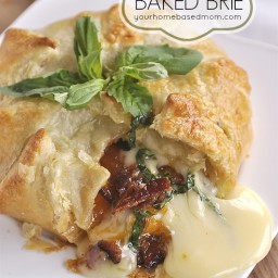 Basil, Bacon and Peach Baked Brie