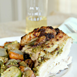Basil Pesto Roasted Chicken and Vegetables