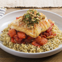 Basque-Style Codwith Sweet Pepper-Tomato Sauce and Freekeh