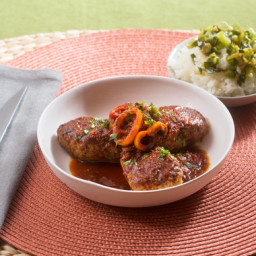 Basque-Style Lamb and Beef Piperadewith Sweet Peppers and Garlic Rice
