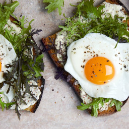 Basted Egg Tartines with Creamed Mustard