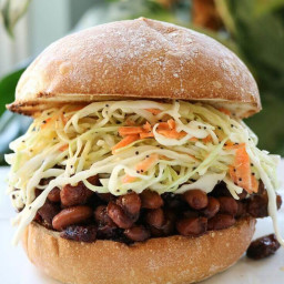 BBQ Bean Sandwiches Topped with Creamy Coleslaw